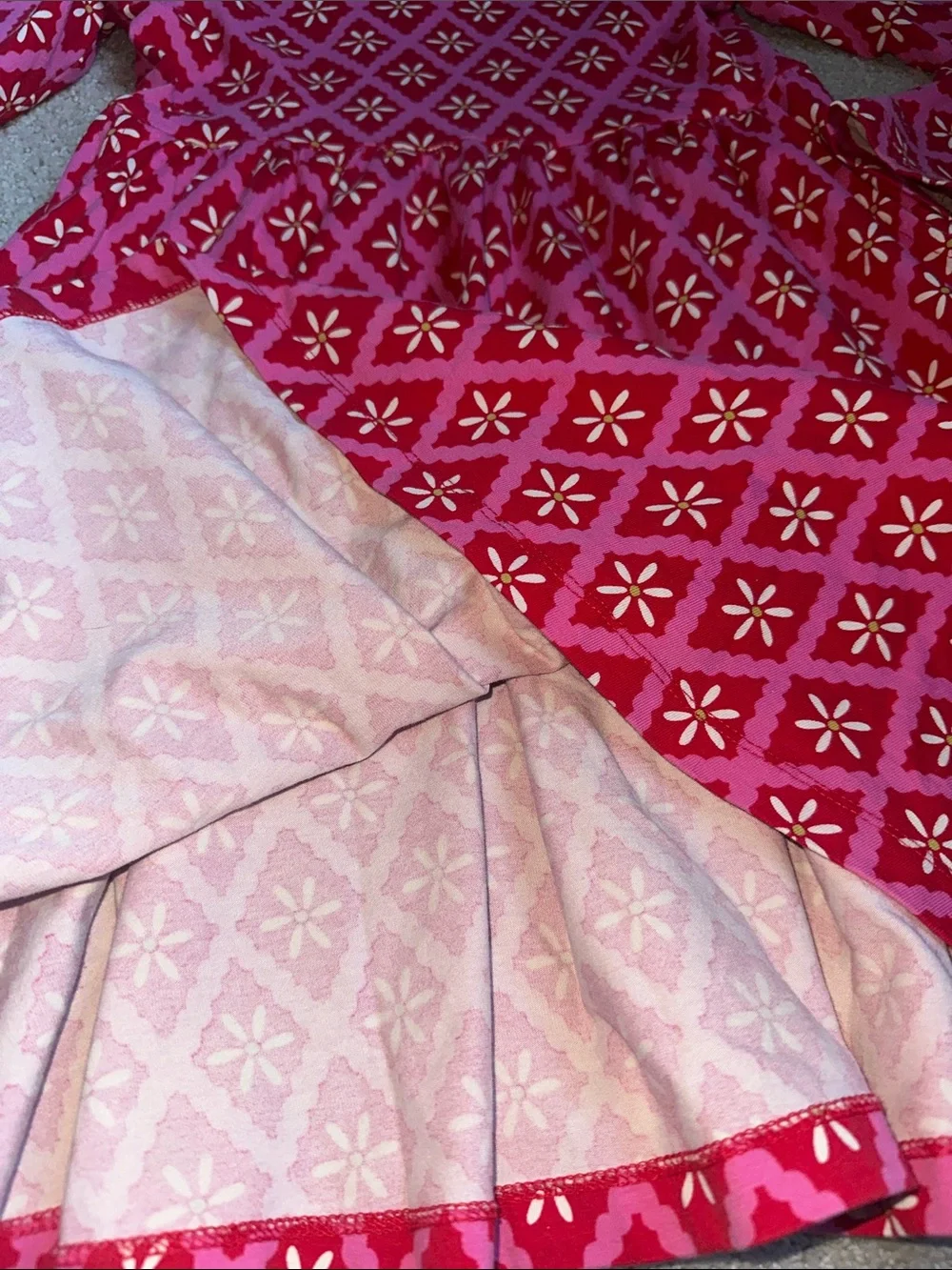 EUC! Hanna Andersson Pink Patterned Long-Sleeve Swing Dress - Girls 6/7